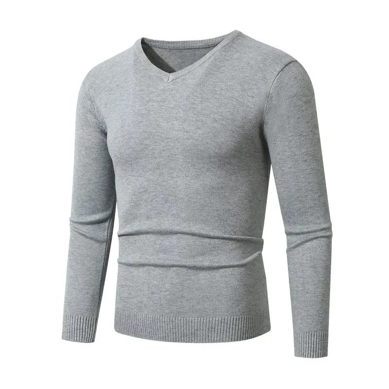 Herren Schmal geschnittener Feinstrick‑V‑Neck-Pullover mit Rippbund und atmungsaktiver Baumwollmischung Drune