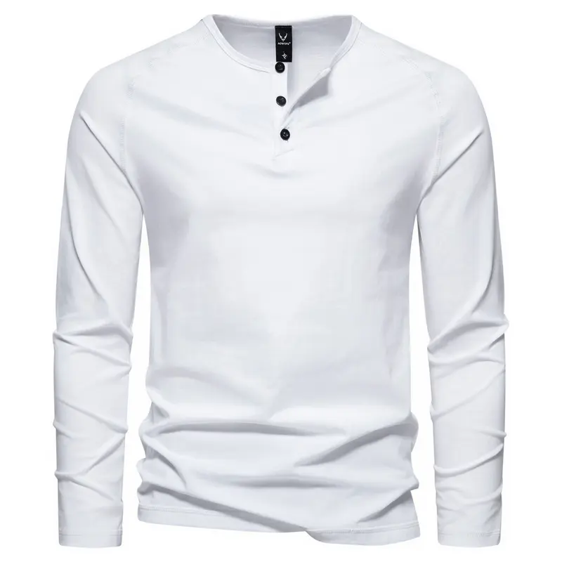 Herren Slim-Fit Baumwoll-Mix Henleyshirt mit Knopfleiste Drune