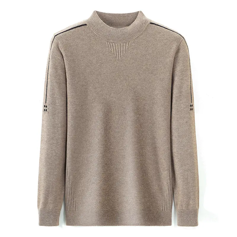 Herren Slim-Fit Strukturierter Feinstrickpullover mit kurzem Schlauchkragen und gerippten Säumen Drune