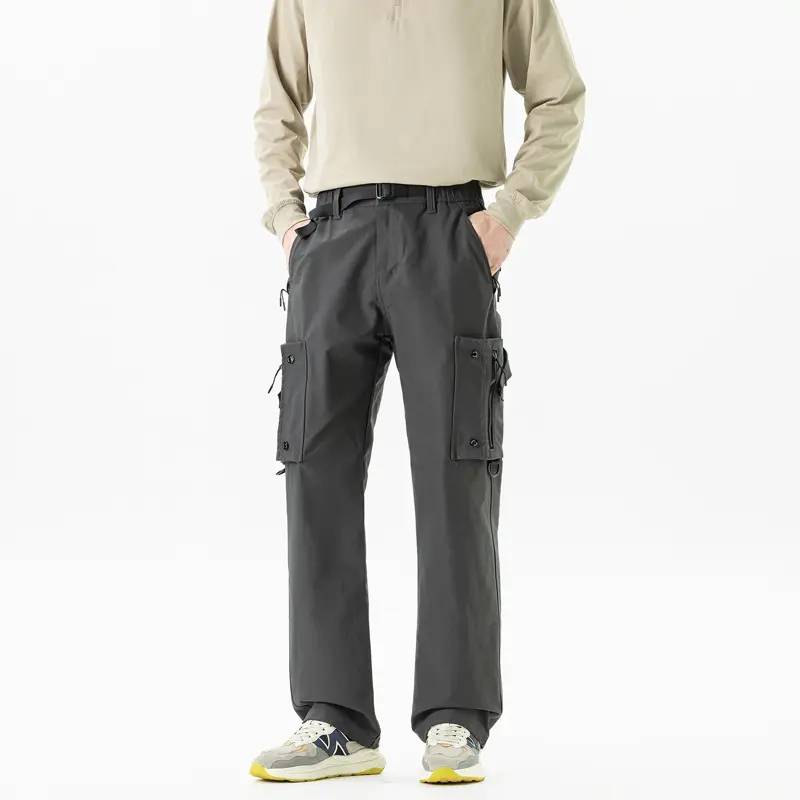Herren Slim‑Tapered Cargo‑Hose mit Zipper‑Taschen, D‑Ring und Komfortbund Drune
