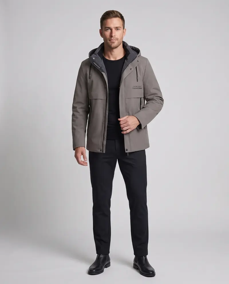 Herren Softshell Übergangjacke mit Kapuze, wind- und wasserabweisend