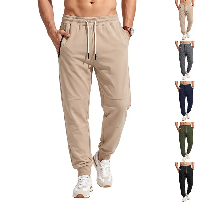 Herren Sportive Jogginghose mit Reißverschlusstaschen, Kordelzug und elastischen Bündchen Drune