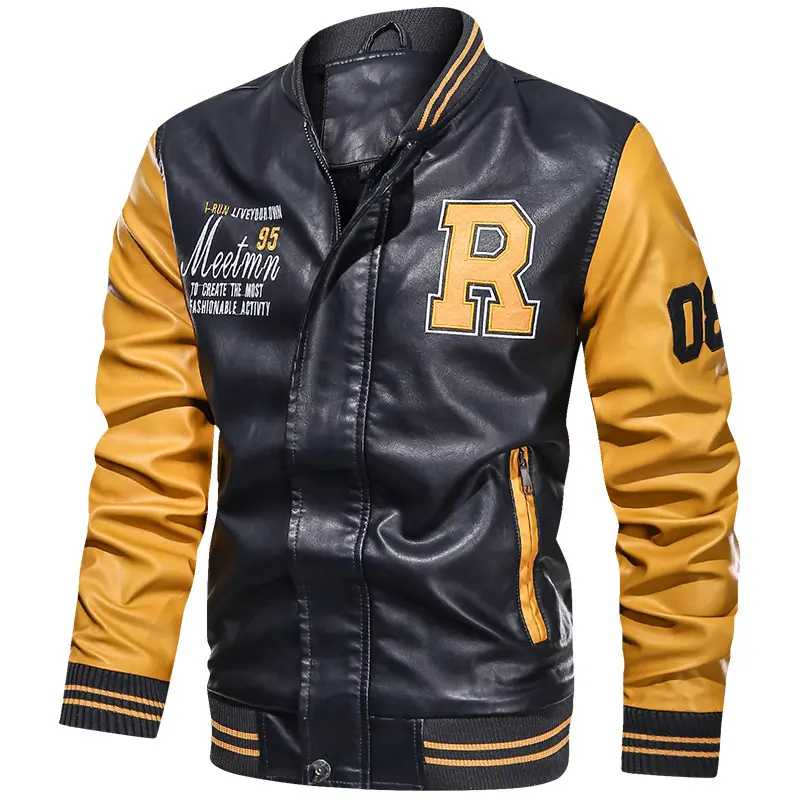 Herren Sportliche Lederjacke mit Kontrastfarben Drune