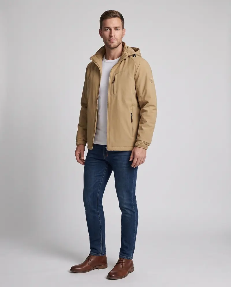 Herren Sportliche Outdoor-Jacke mit Kapuze Drune