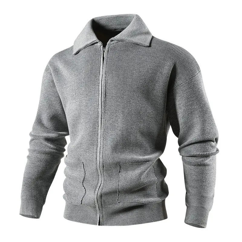 Herren Sportliche und bequeme Strickjacke mit hohen Kragen Drune