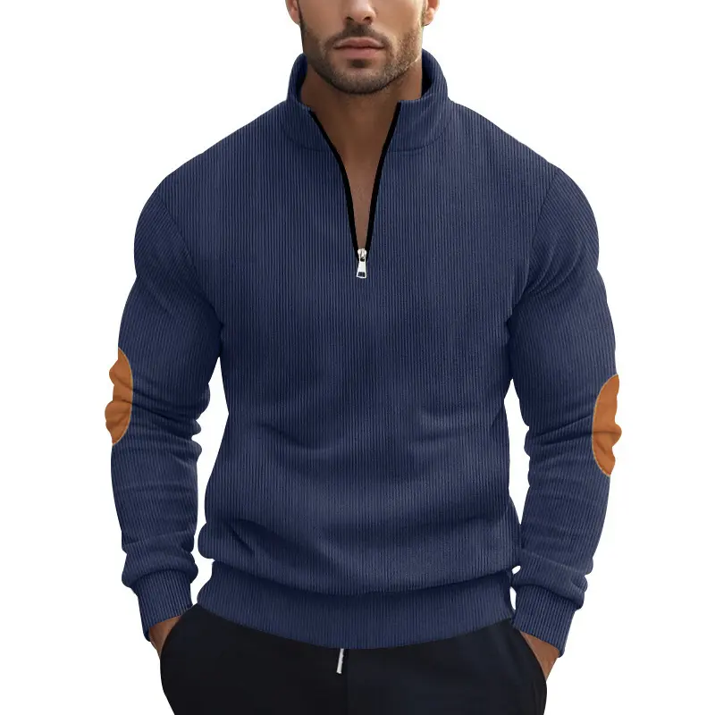Herren Sportlicher Pullover mit Stehkragen und Reißverschluss Drune