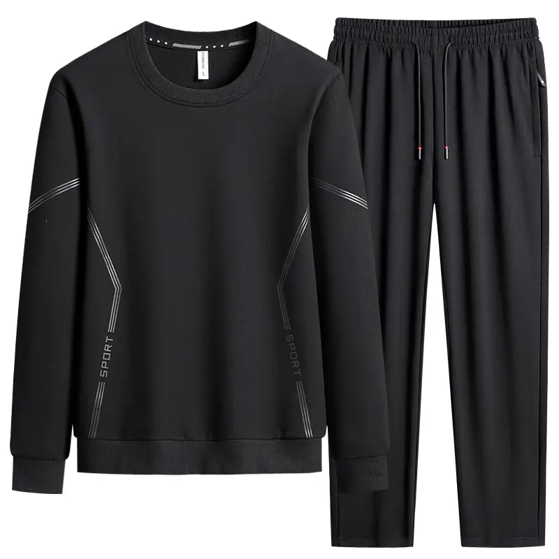 Herren Sportliches Freizeit-Jogginganzug-Set aus atmungsaktivem Funktionsfleece mit Rundhalsausschnitt & Kordelbund Drune