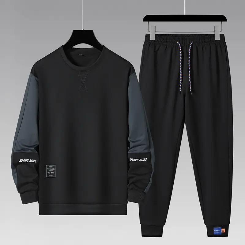 Herren sportliches Jogginganzug-Set mit kontrastärmeln, elastischem Bund und atmungsaktivem Sweatshirt Drune