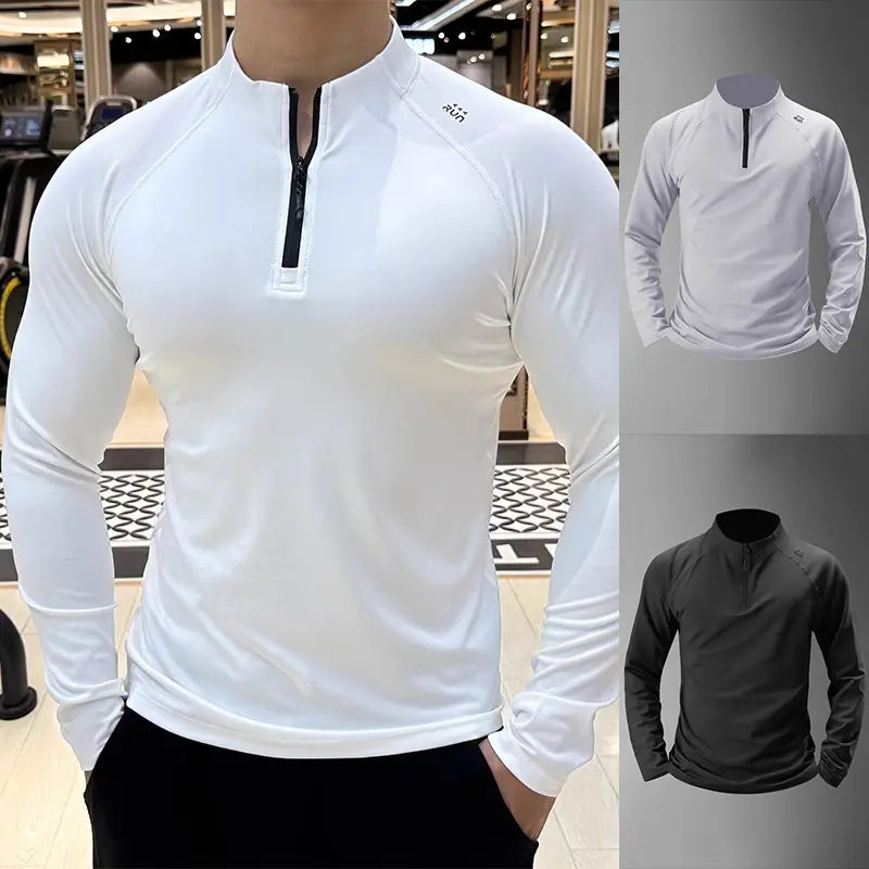 Herren Sportliches Langarmshirt mit Reißverschluss Drune