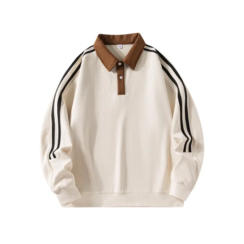 Herren Sportliches Poloshirt mit hohem Kragen und kontrastierenden Streifen Drune