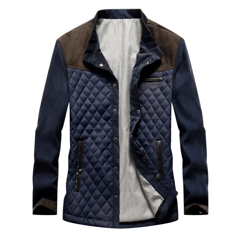 Herren Stepp-Fieldjacke mit Rautensteppung und Kontrastbesatz Drune