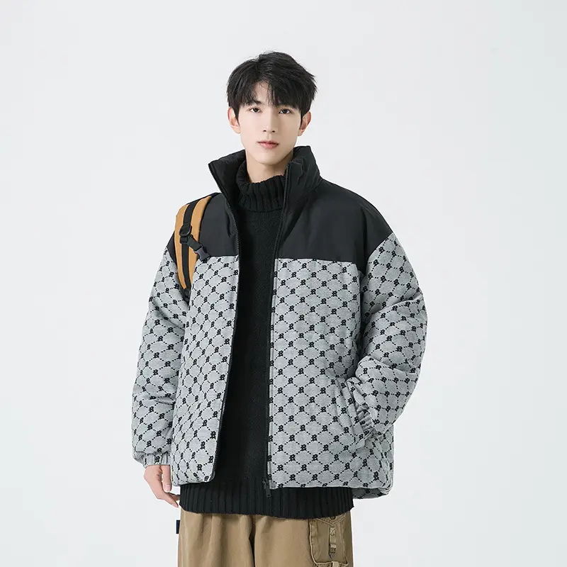 Herren Steppjacke mit Allover-Muster und hohem Kragen Drune