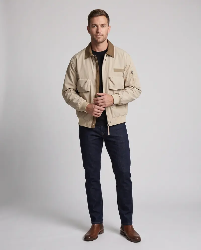 Herren stilvolle Übergangsjacke mit praktischen Taschen Drune