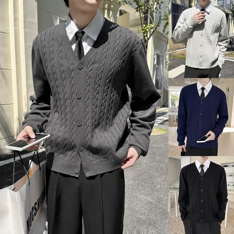 Herren Strickjacke mit Kabelmuster Drune