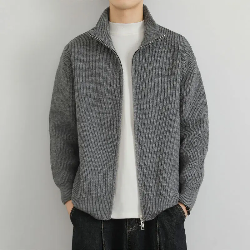 Herren Strickjacke mit Stehkragen und Reißverschluss Drune