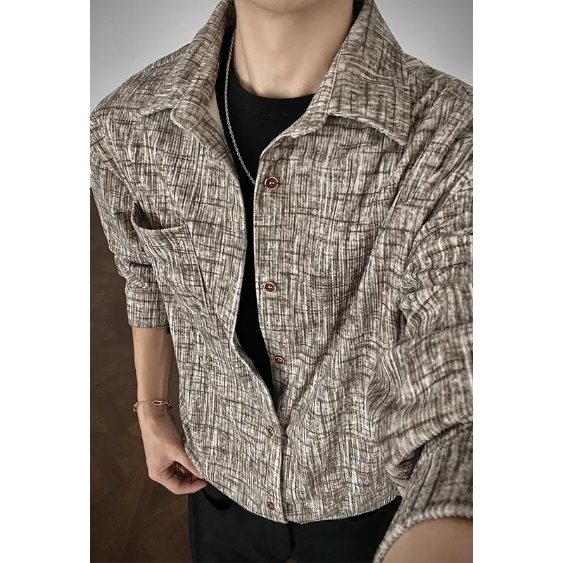 Herren Strukturierte Freizeit-Bluse Drune