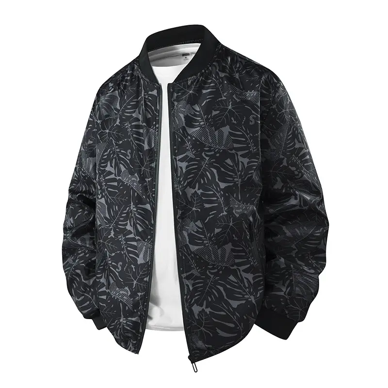 Herren Stylische Bomberjacke mit floralem Muster Drune