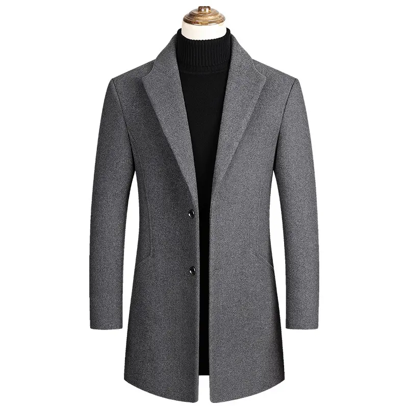 Herren Taillierter Wollmix-Mantel mit Notch-Revers und Zweiknopfverschluss Drune