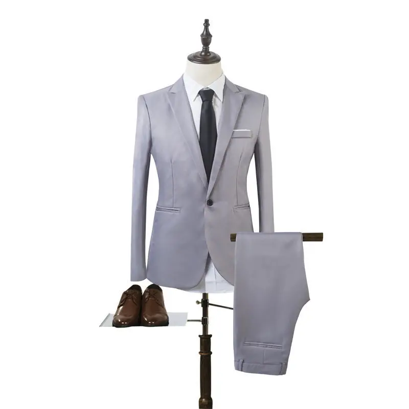 Herren Tailliertes Ein-Knopf-Anzugsset im Slim‑Fit mit schmaler Anzughose Drune