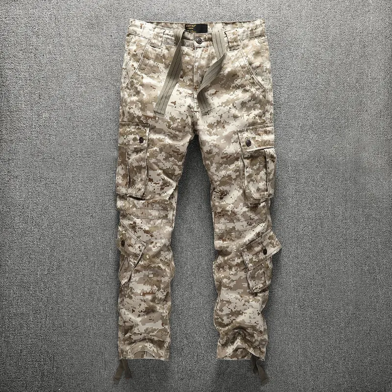 Herren Taktische Cargohose im Digital-Camouflage mit Tunnelzugbund und Mehrfach-Taschen Drune