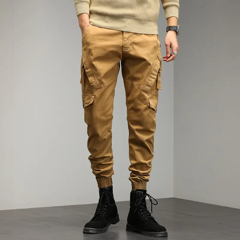 Herren Tapered Cargo‑Jogger mit D‑Ring, Kniepaneelen und elastischen Bündchen Drune