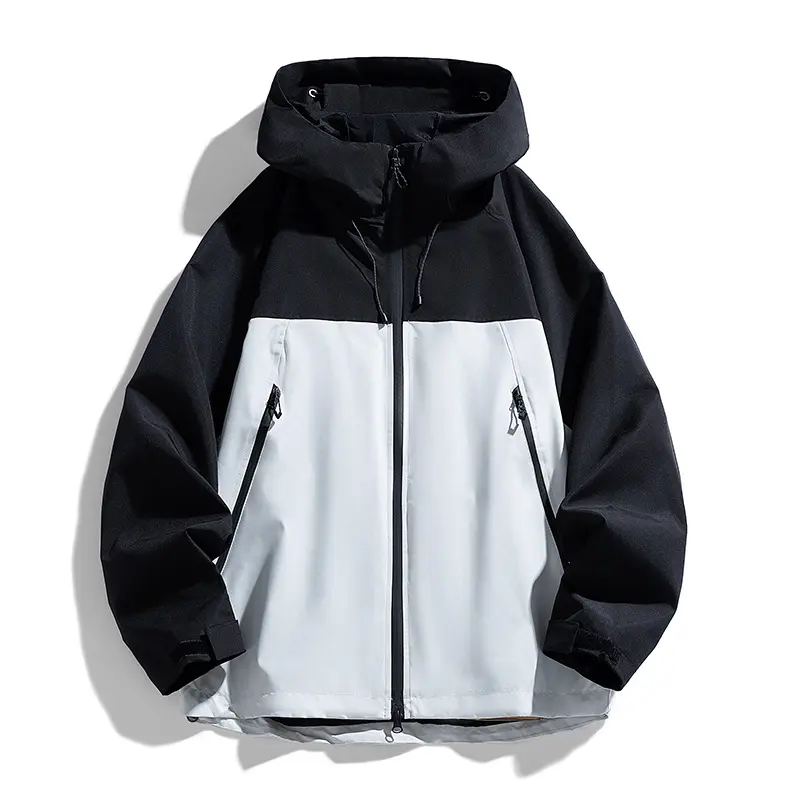 Herren Technische Kapuzen-Utilityjacke mit Kontrastpaneelen und wasserabweisender Membran Drune