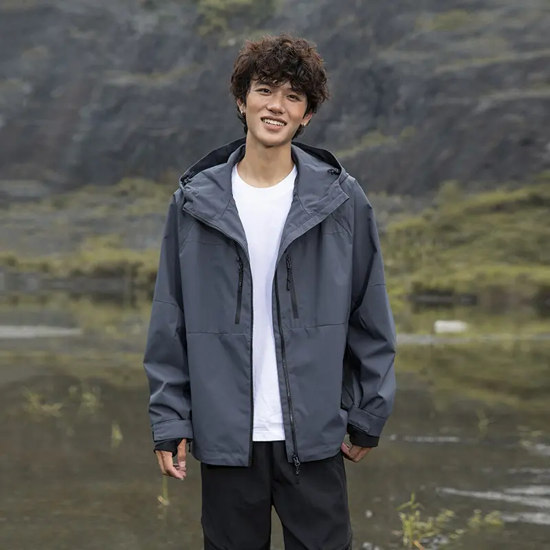 Herren Technische Regen-Softshell-Jacke mit Kapuze, Reißverschluss und verstellbarem Saum Drune