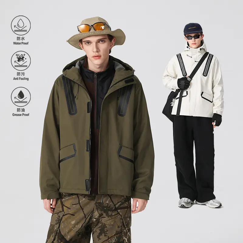 Herren Technische Softshell-Parka mit Kapuze, getapten Nähten und gummierten Einsätzen Drune