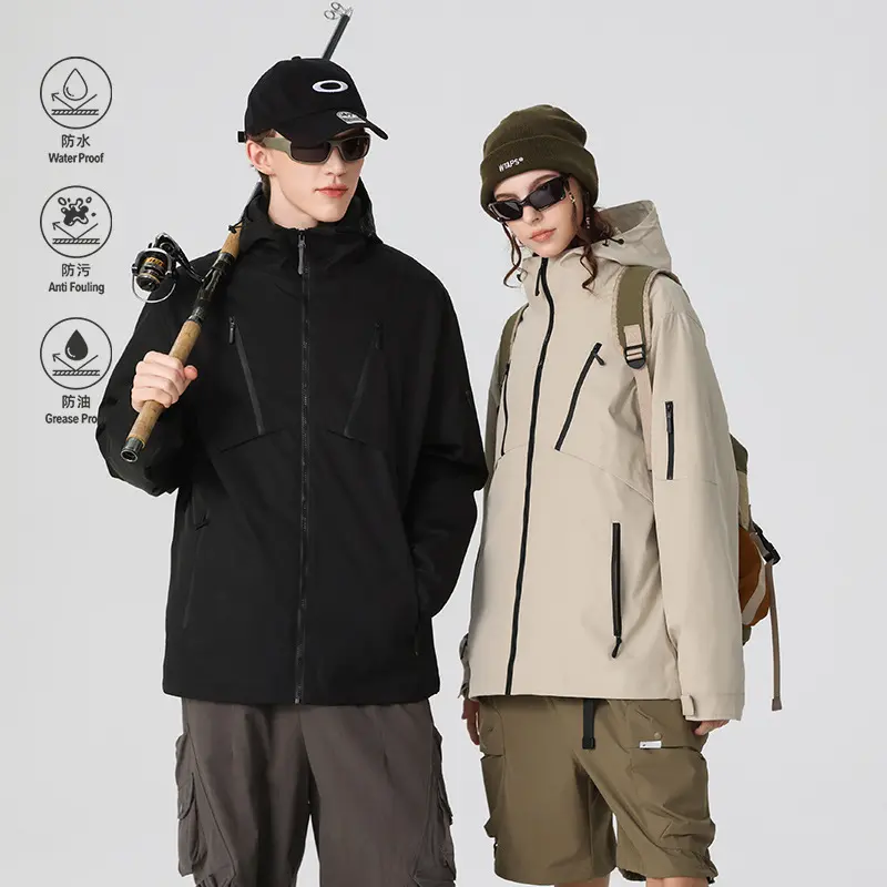 Herren Technische Softshelljacke mit Kapuze, wasserabweisender Membran und multiplen Reißverschlusstaschen Drune