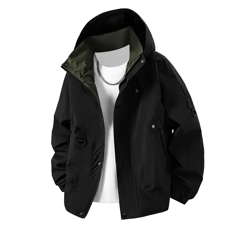 Herren Technische Utility‑Fieldjacke mit Kapuze, wasserabweisender Hülle & Multi‑Taschen Drune
