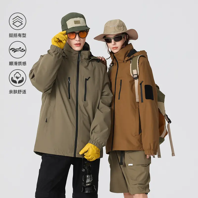 Herren technische, wind‑ und wasserabweisende Kapuzenjacke mit Brust‑Reißverschlusstaschen und Ärmel‑Utility‑Fach Drune