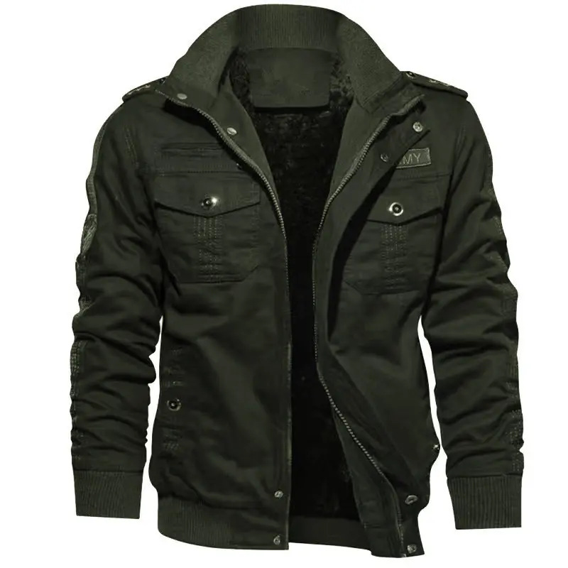 Herren Thermisch gefütterte militärische Feldjacke mit Stehkragen Drune
