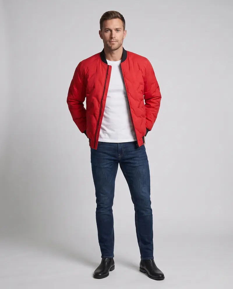 Herren Thermo-Field Blouson im Bomber-Stil mit Rautensteppung und weichem geripptem Kragen