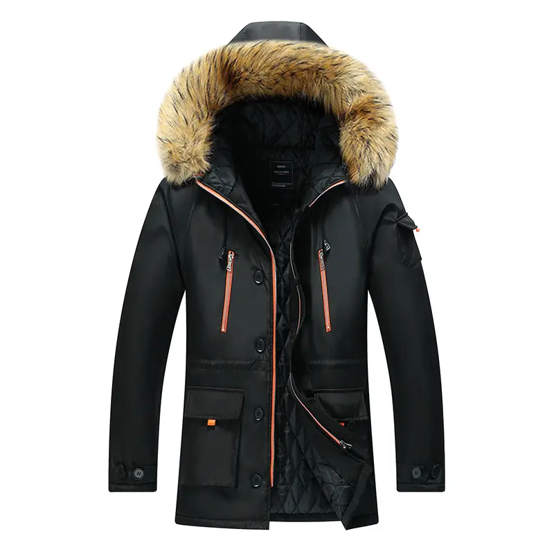 Herren Thermo-Outdoorparka mit Kunstfellkapuze, gesteppter Innenfütterung und multifunktionalen Taschen Drune