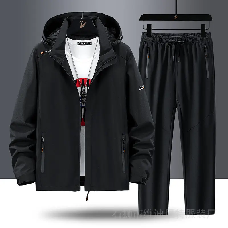 Herren Tragbare Outdoor-Jacke mit sportlichen Jogginghosen Drune