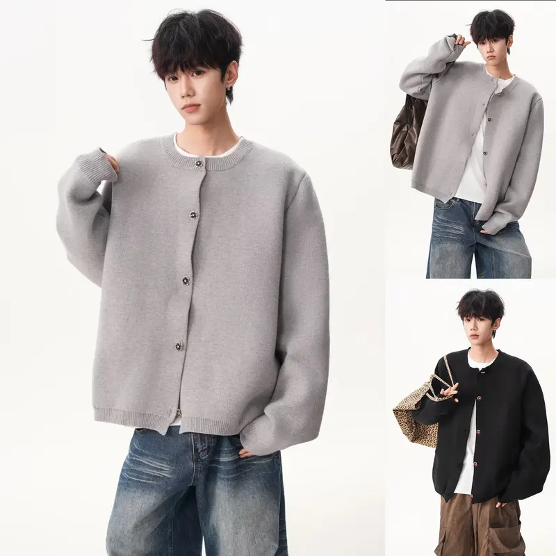 Herren Trendige Oversized Strickjacke mit Reißverschluss Drune