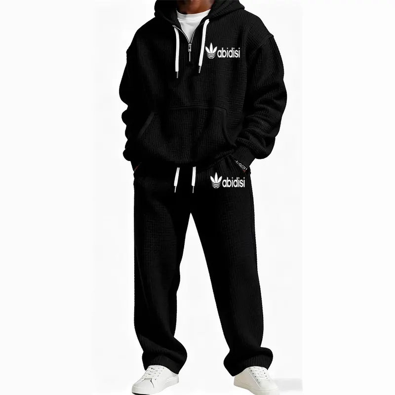 Herren Trendiger Kapuzenpullover mit praktischem Reißverschluss und bequemer Jogginghose Drune