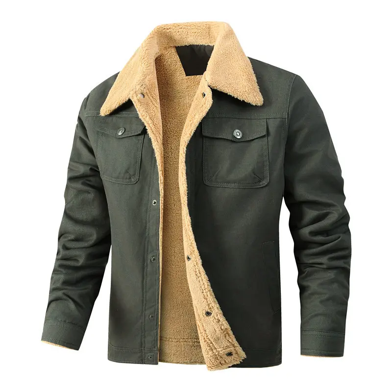 Herren Truckerjacke mit Teddyfutter und robuster Canvas-Außenlage Drune