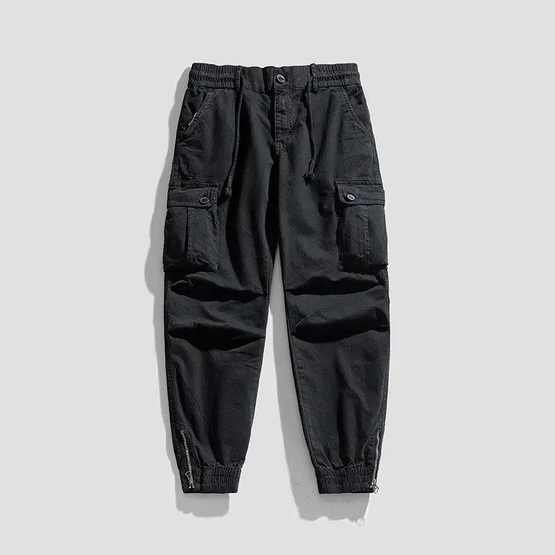 Herren Twill-Cargo-Jogger mit elastischem Komfortbund, Mehrfachklapptaschen und Reißverschluss-Knöchel Drune