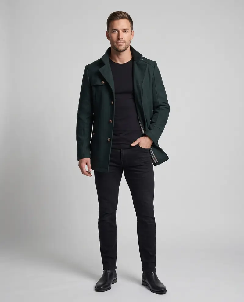Herren Übergangsjacke im Feldjackenstil mit gemustertem Futter