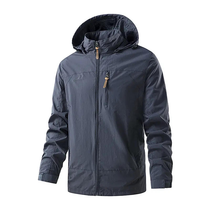 Herren Ultraleichte Outdoor-Kapuzenjacke mit Mesh-Innenfutter, Brustreißverschluss und verstellbaren Bündchen Drune