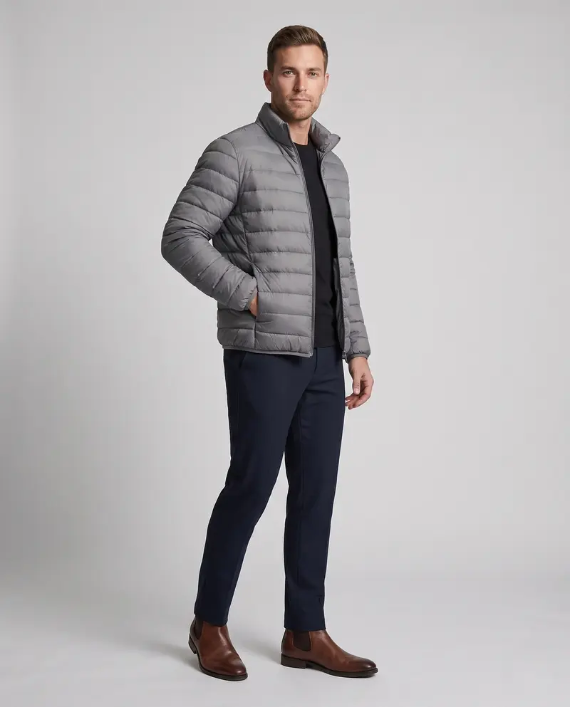 Herren ultraleichte Steppjacke im minimalistischen Design mit wärmeisolierender synthetischer Füllung