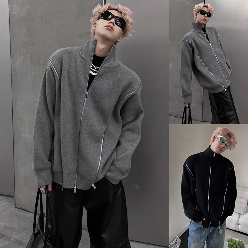Herren Urbaner Strickpullover mit hohem Kragen Drune