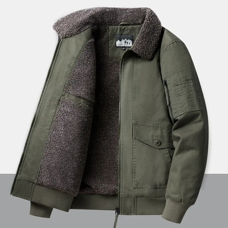Herren Urbaner Utility-Jacke mit Teddyfellfutter Drune