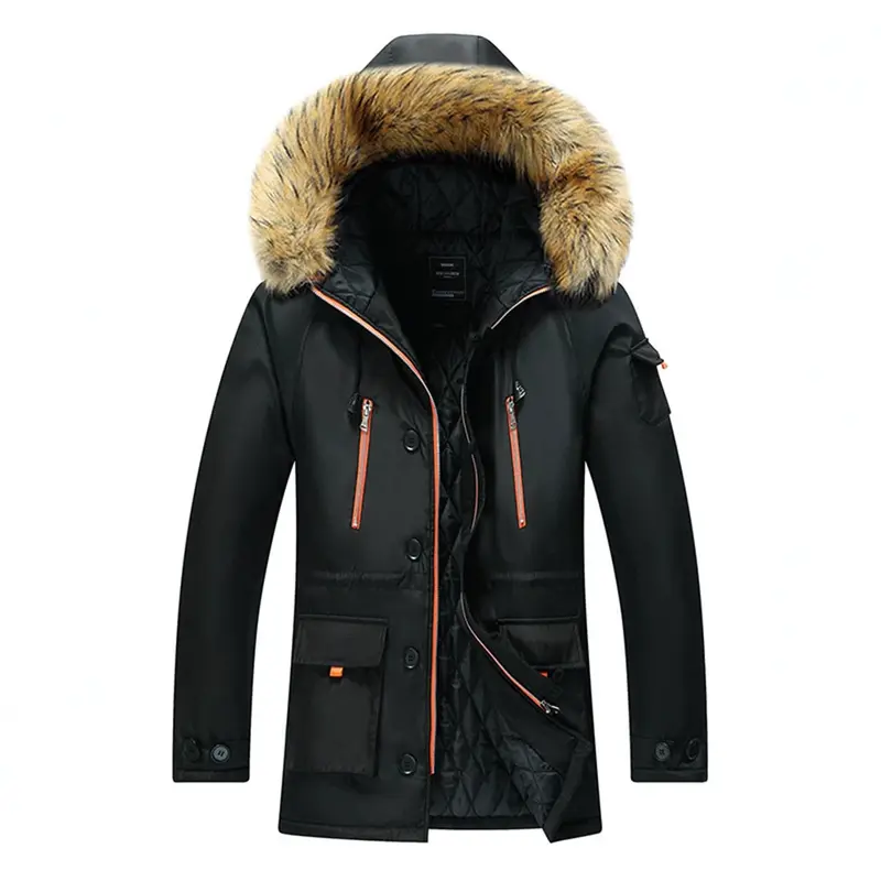 Herren Urbaner Winterparka im Fieldstil mit abnehmbarem Kunstfellbesatz und multifunktionalen Taschen Drune