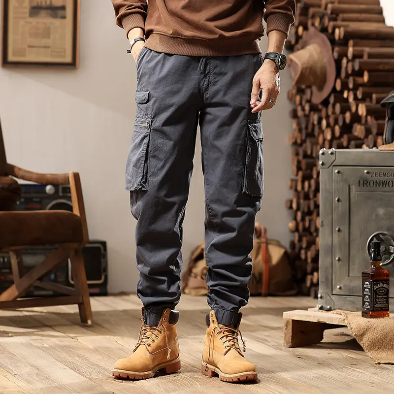 Herren Utility-Cargo-Jogger aus robustem Baumwoll-Twill mit elastischem Komfortbund, Multifach‑Taschen und Reißverschluss-Beintasche Drune