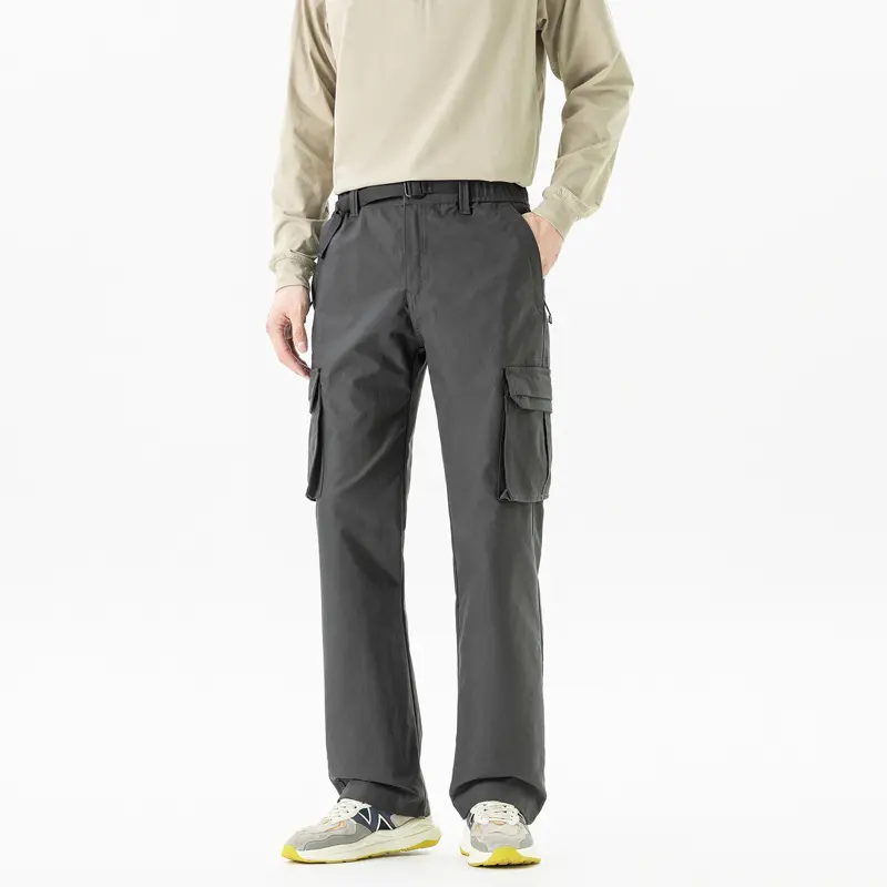 Herren Utility-Cargohose im technischen Trekking-Stil mit integriertem Gürtel und Mehrfach‑Taschen Drune