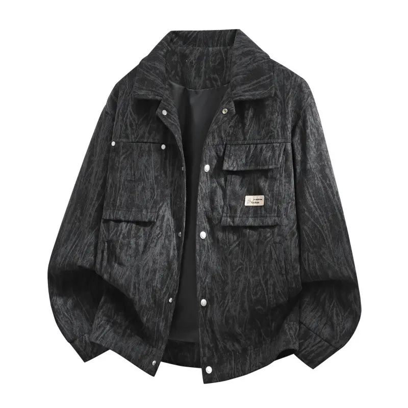 Herren Utility-Overshirt aus Vintage-Optik mit Druckknopfleiste, Pattentaschen & gebürsteter Struktur Drune