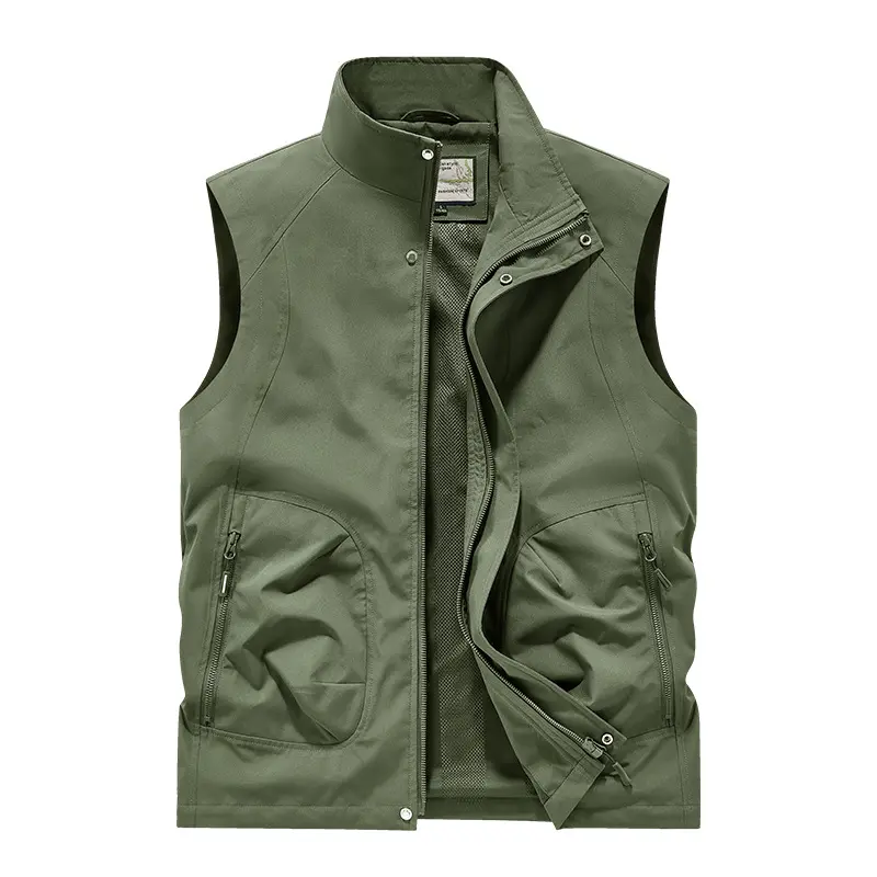 Herren Utility Softshell Weste mit hohem Stehkragen, Reißverschluss & Multifunktions-Taschen Drune