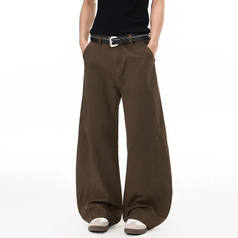 Herren Voluminöse Panel-Baggy-Hose aus Baumwoll-Twill mit ballonförmigem Saum Drune
